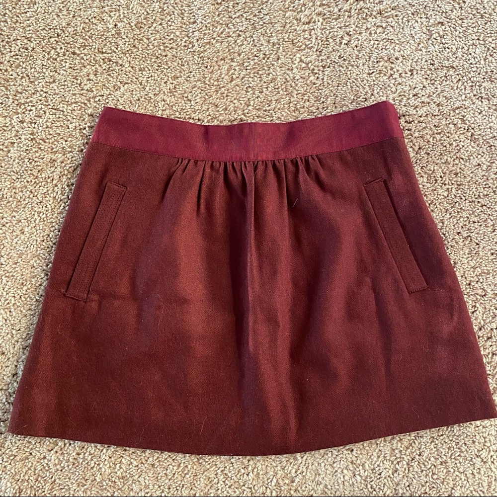 J. Crew Dark Red/Maroon Recycled Wool Blend Mini Skirt
